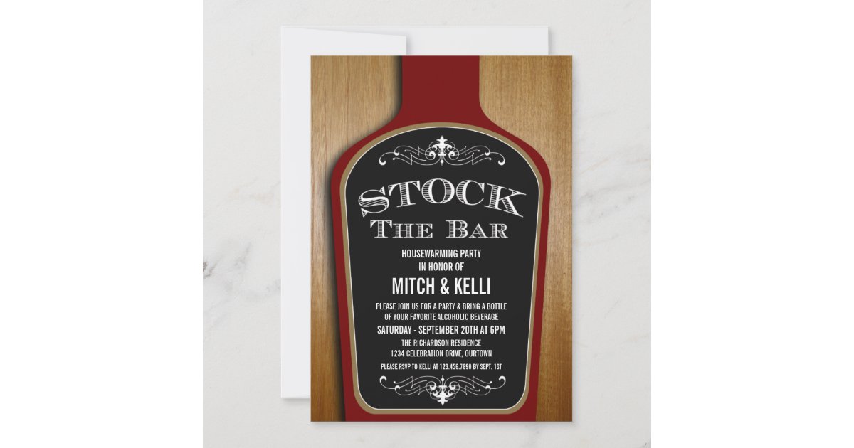 Stock the Bar Housewarming Party Invitations Zazzle