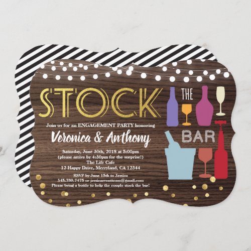 Stock the bar invitation couples shower rustic