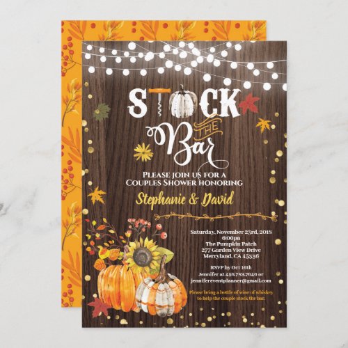 Stock the bar invitation Fall pumpkin rustic wood Invitation
