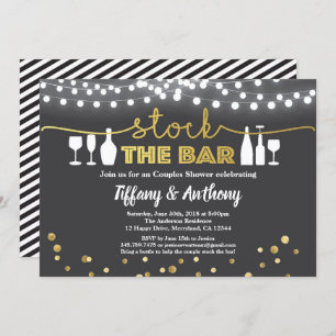 Stock the bar invitation rustic black gold white