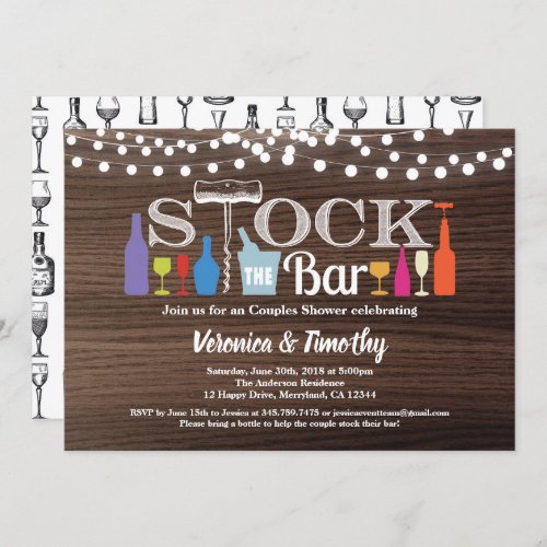 Stock the bar invitation rustic wood Invitation