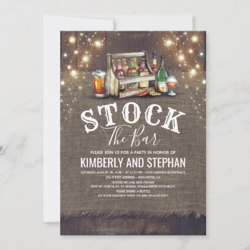 Stock The Bar Invitations Rustic Couples Shower