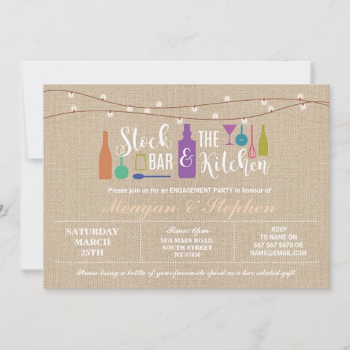 Stock The Bar  Kitchen Engagement Couples  Invitation