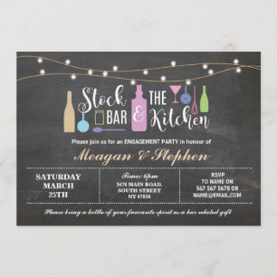 Stock The Bar & Kitchen Engagement Party Couples Invitation