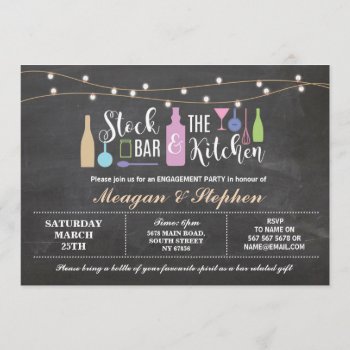 Stock The Bar & Kitchen Engagement Party Couples Invitation by WOWWOWMEOW at Zazzle