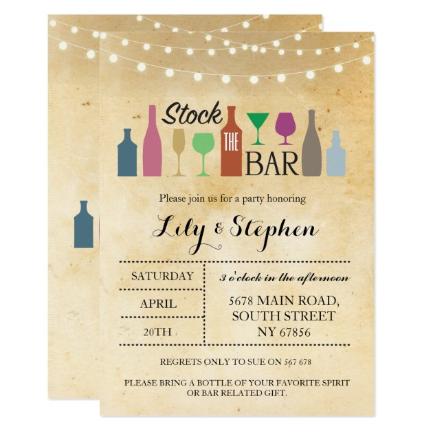 Stock The Bar Lights Party Engagement Invitation