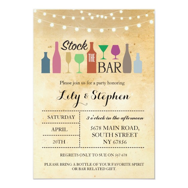 Stock The Bar Lights Party Engagement Invitation