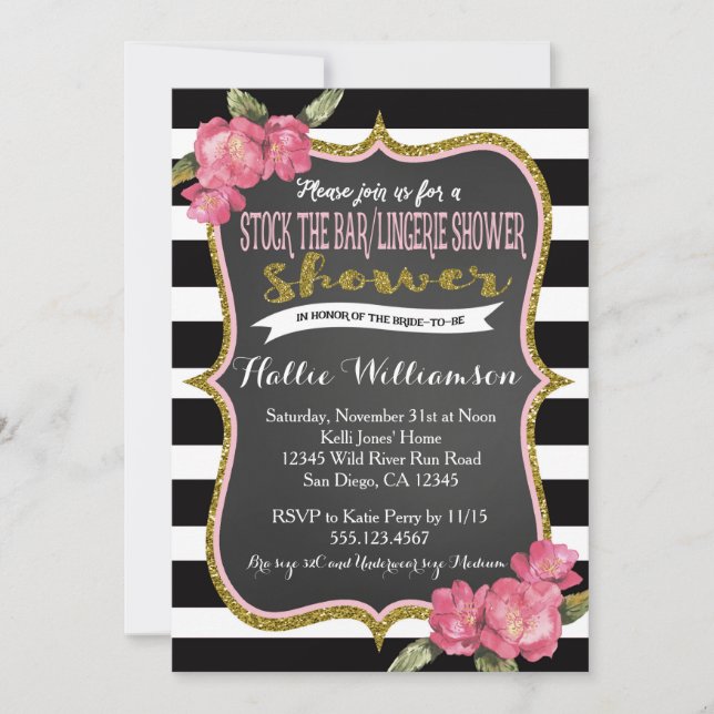 Stock the Bar & Lingerie Bridal Shower Invitation (Front)