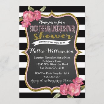 Stock The Bar & Lingerie Bridal Shower Invitation by seasidepapercompany at Zazzle