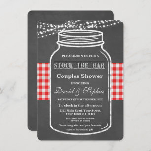 Stock the Bar Mason Jar Chalk Couples Shower Invitation