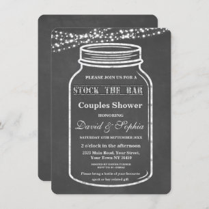Stock the Bar Mason Jar Chalk Couples Shower Invitation