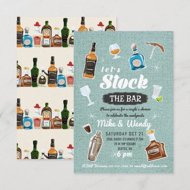 Stock the Bar Newlywed Couple's Shower Invitation (Front/Back)