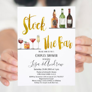 Stock The Bar Party Couple's Shower Christmas  Invitation