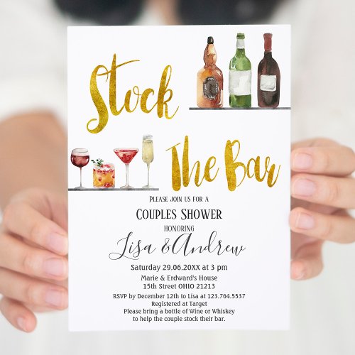 Stock The Bar Party Couples Shower Christmas  Invitation