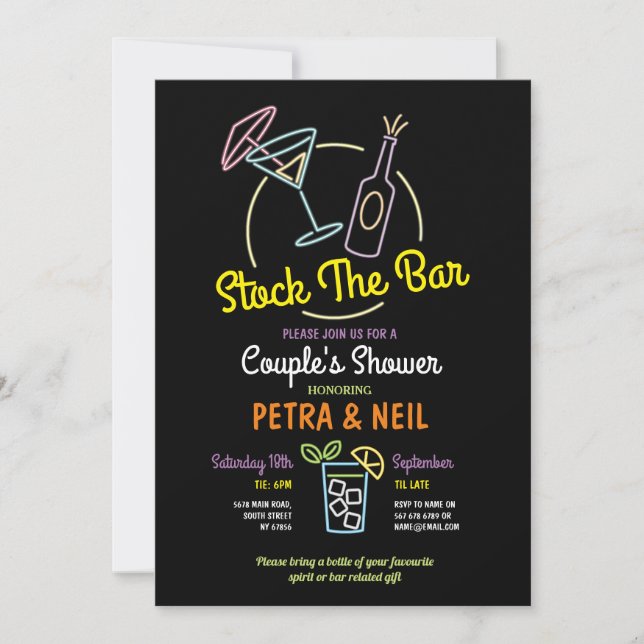 Stock The Bar Party Engagement Couple Shower Invitation (Front)