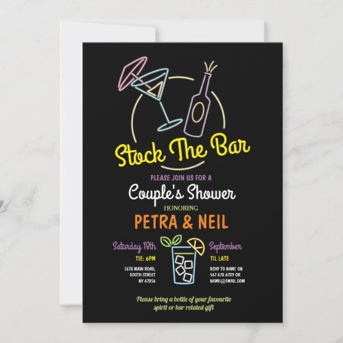 Stock The Bar Party Engagement Couple Shower Invitation