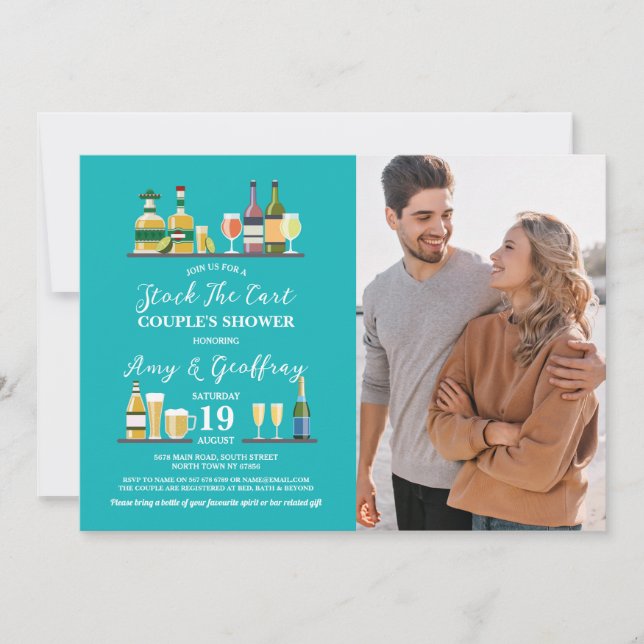 Stock The Bar Party Engagement Couple Shower Photo Invitation (Front)
