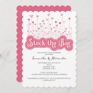 Stock the Bar Pink Chic Couples Coed Bridal Shower Invitation