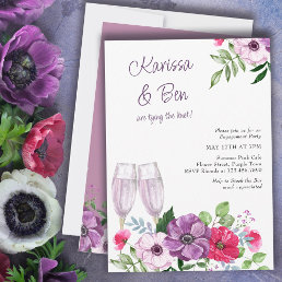 Stock the Bar Purple Pink Flowers Engagement Party Invitation