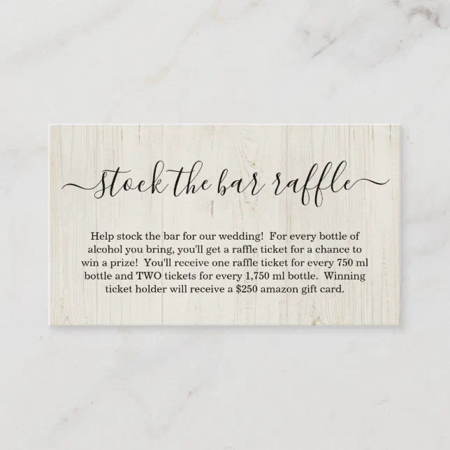 Stock the Bar Raffle Card Bridal Shower Invitation | Zazzle