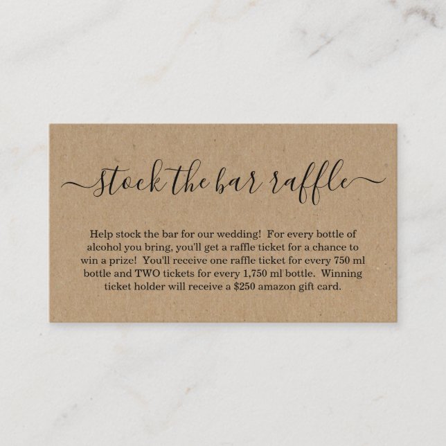 Stock the Bar Raffle Card Bridal Shower Invitation (Front)