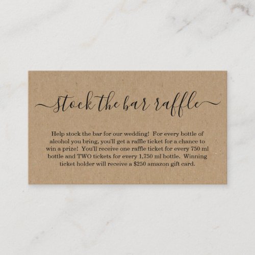 Stock the Bar Raffle Card Bridal Shower Invitation