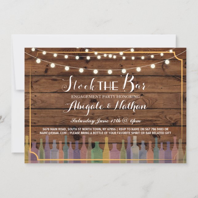 Stock The Bar Rustic Couple's Shower Invitation (Front)