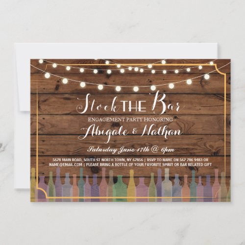 Stock The Bar Rustic Couples Shower Invitation