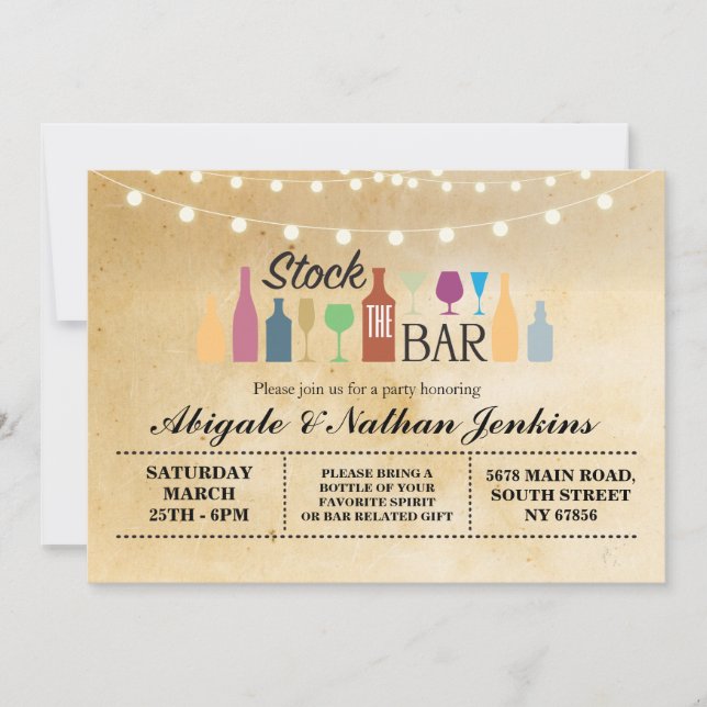 Stock The Bar Rustic Engagement Shower Invitation (Front)