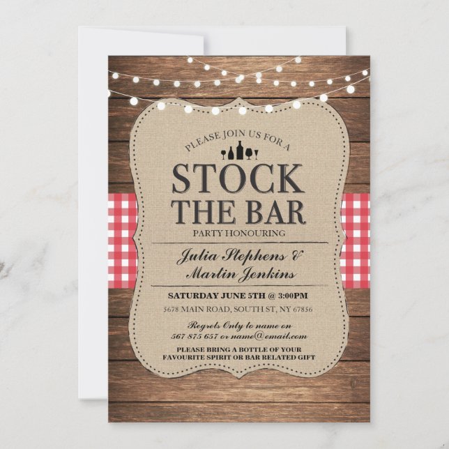 Stock The Bar Rustic Party Engagement Invitation (Front)
