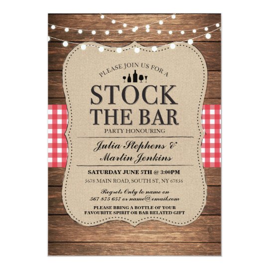 stock the bar rustic party engagement invitation zazzle com