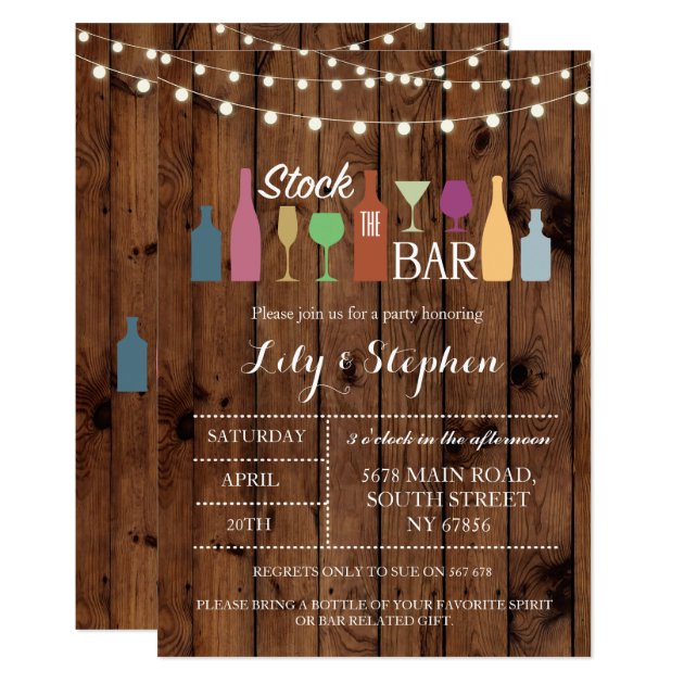 Stock The Bar Rustic Party Engagement Invitation