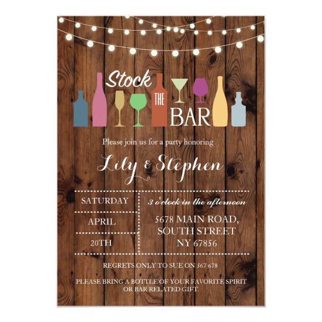 Stock The Bar Rustic Party Engagement Invitation