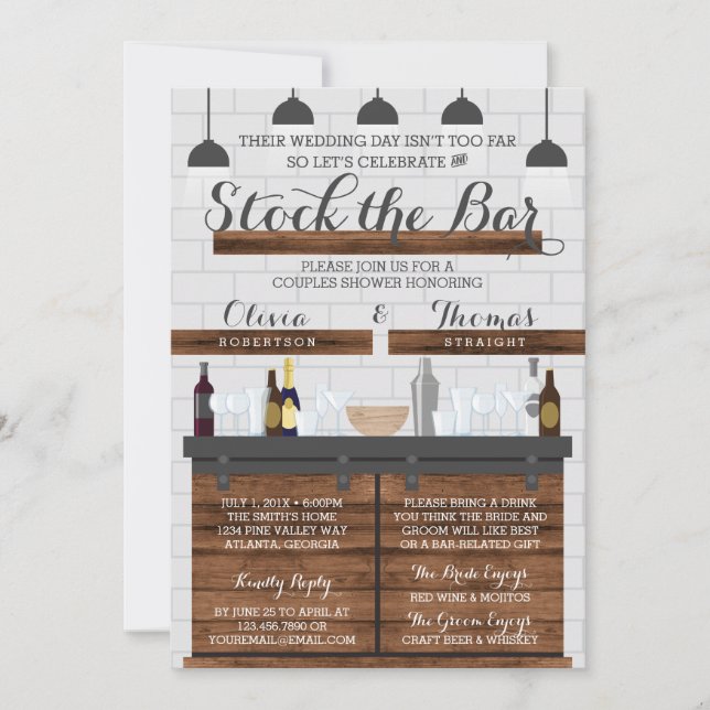 Stock the Bar Shower, Farmhouse Style Invitation (Front)