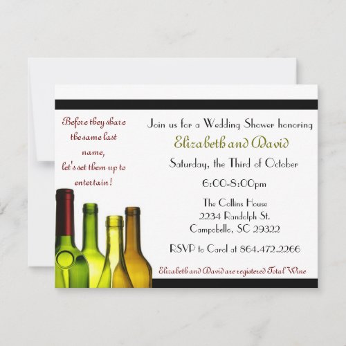 Stock the Bar Shower, Wine Bottle Personalized Invites