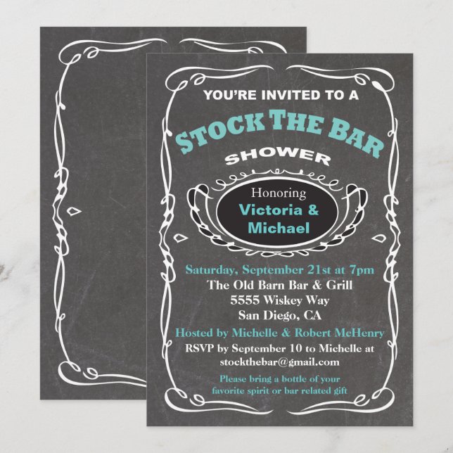 Stock the bar wedding shower invitation (Front/Back)