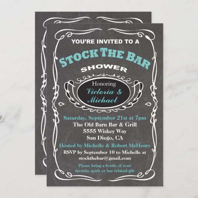 Stock the bar wedding shower invitation (Front/Back)