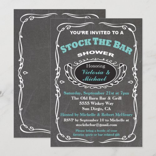 Stock the bar wedding shower invitation