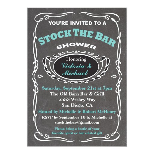 Stock The Bar Wedding Shower Invitation Wording 6