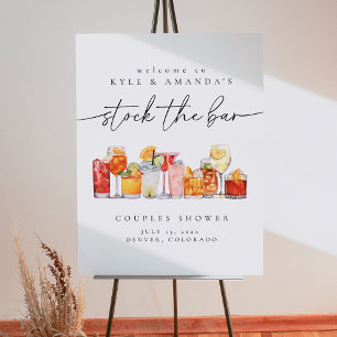 Stock The Bar Welcome Sign, Couples Shower Welcome Foam Board