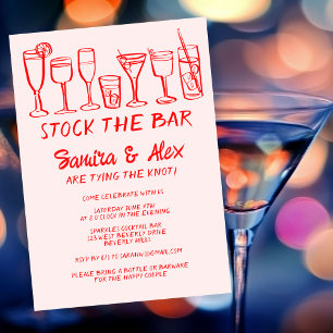 Stock the Bar Whimsical Cocktail Drinks Engagement Invitation