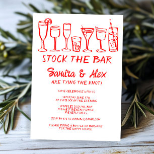 Stock the Bar Whimsical Cocktail Drinks Engagement Invitation