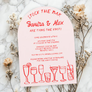 Stock the Bar Whimsical Cocktail Drinks Engagement Invitation