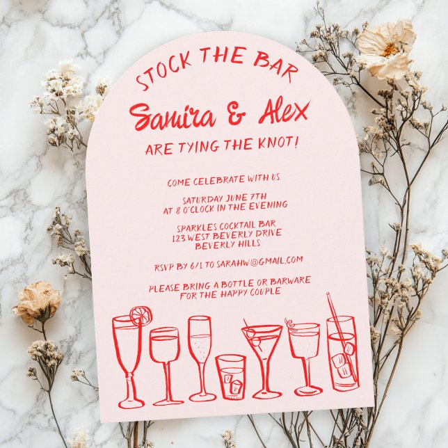 Stock the Bar Whimsical Cocktail Drinks Engagement Invitation (Stock the Bar Whimsical Cocktail Drinks Engagement Invitation
)