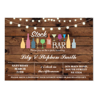 Stock The Bar Wood Engagement Shower Invitation