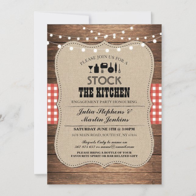 Stock The Kitchen Bar Party Engagement Invitation (Front)