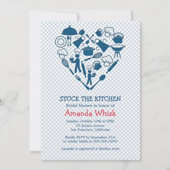 Stock The Kitchen | Blue Bridal Shower Invitation by PineAndBerry at Zazzle