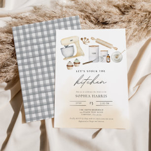 Stock The Kitchen Boho Watercolor Bridal Shower Invitation