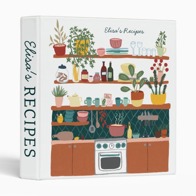 STOCK THE KITCHEN Bridal Shower CUSTOM Cute 3 Ring Binder (Front/Spine)