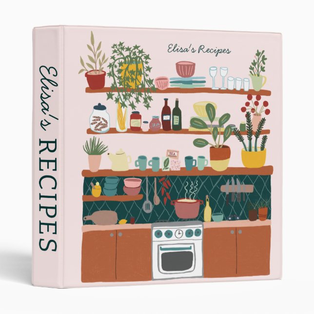 STOCK THE KITCHEN Bridal Shower CUSTOM Cute 3 Ring Binder (Front/Spine)